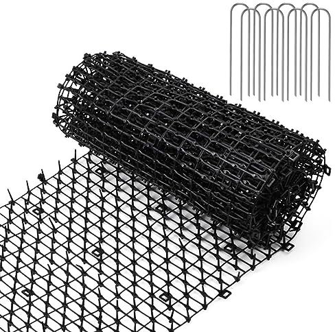2m Anti-Katzen-Matte 200*30*2,2cm Katzen-Abwehrstreifen Tier-Barriere,Dornengitter Marder Tier Barriere mit Spikes Katzenabwehr Spikes Tiervertreiber mit 8 U-Förmig Erdanker,Katzenschreck Tierschreck