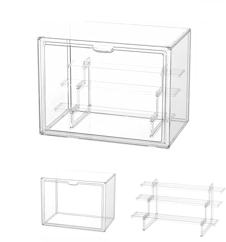 Dasellfa Vitrine Schaukasten Box Acryl Vitrine, Sammlervitrine mit Tür, Für Minifiguren, Figuren Vitrine Kleine, Action Figuren Spielzeug, Modellautos, Sammelfiguren (36*23*27cm)