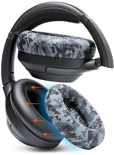 ﻿WC SweatZ XM3 - Patented Protective Earpad Sweat Covers for Sony WH1000XM3 by WC | Silicone Ear Covers for Sony WH-1000XM3 Headphones | Sweatproof & Easily Washable | Black Camo