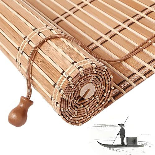 Sh000ad Retro Bambus Rollo,Bambus Raffrollo,Natur Holzrollos,Fenster Rollo Aus Bambus Für Innen,Sichtschutz Sonnenschutz Bambusrollo Jalousie Für Tür & Fenster,Anpassbar,Breite x Höhe (50cm x 110cm)