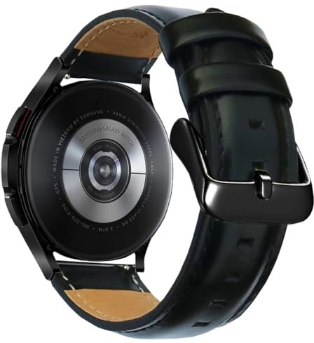 OTOPO Leather Strap Compatible Galaxy Watch 7 6 5 4 Fe 40mm 44mm, Watch6 Classic 46mm, Watch 4 Classic, 20mm Quick Release Leather Replacement Wrist Strap for Men and Women