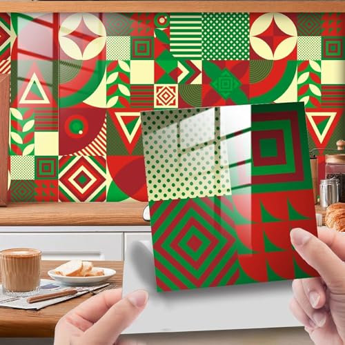 Autocollants de noël carrelage crédence peler et coller carrelage 3D auto-adhésif cuisine carrelage mural autocollants bricolage Art décoration de la maison (Size : 24pcs/10x10cm)