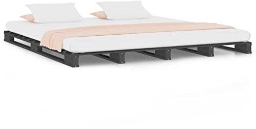 QZZCED Tagesbett Hotelbetten Schlafzimmer-Betten Luxus-Betten Palettenbett Grau 140x190 cm Massivholz Kiefer für Schlafzimmer, Hotels, Wohnungen