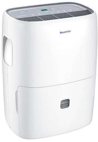 Newentor Luftentfeuchter Elektrisch 25L pro Tag, Raumentfeuchter Elektrisch Badezimmer bis zu 215m³/80m², Entfeuchter Elektrisch Keller mit 2M Schlauch, 10 J. Gar., Abnehmbarer Filter, Timer