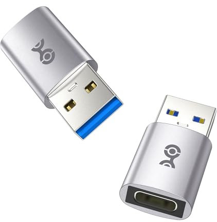 Cable Matters 2-Pack, 10Gbps USB to USB C Adapter for Fast Charging & High-Speed Data Transferring, Reversible USB-C Port, USB C female to USB male adapter for iPhone 16, iPad Pro, Galaxy S23