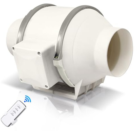 Sararoom 100mm 4 Inline Duct Fan with Variable Speed Controller, Quiet Exhaust Fan with EC Motor, IP44 Waterproof Inline Bathroom Extractor Fan for for Growth Tent, Hydroponics, Home