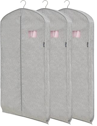 Garment Bags for Travel and Storage(3 Pack)Garment Bags for Hanging Clothes,Suit Bags for Men Travel Closet Storage Suit Cover Protector for Coats, Dress, Jackets, Shirts, Suits(Gray,58x150cm/23x59in)