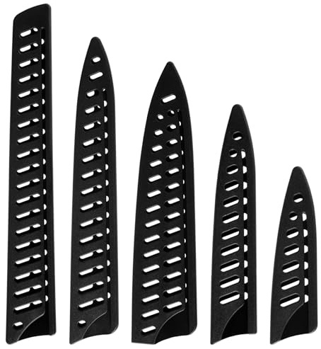 5 Pieces Kitchen Knife Sheath Knife Covers or Sleeves Universal Knife Guards Set Safety Knife Covers Plastic Kitchen Knife Covers Sleeves for 10'' 8'' 5'' 3.5'' Chef Knife Bread Knife Utility Knife