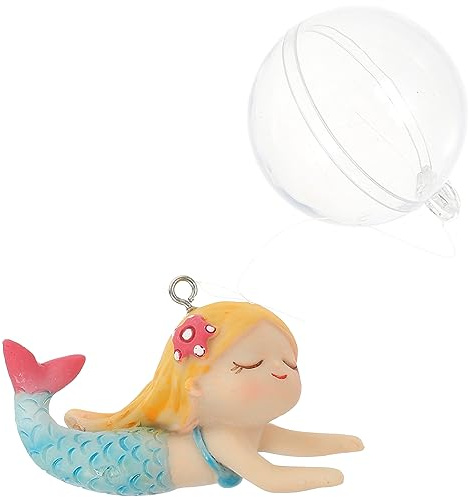 Schicke Meerjungfrauenfigur für Aquarium und Schreibtisch aus Kunstharz | Wear Resistent, mit Schwebenden Kugeln, Beweglich durch Wasserstrom, für Familie und Bürotisch
