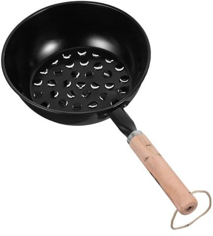 Happyyami Charcoal Chimney Lighter and BBQ Grill Tools Portable Outdoor Camping Coal Fire Starter with Wooden Handle Black Chimney Starter Pot for Barbecue Grill