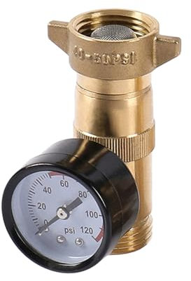 Water Pressure Regulator Reducer Valves with Gauge 3/4 Inch Leadfree Compatible for Campers Garden Hose Travel Trailer