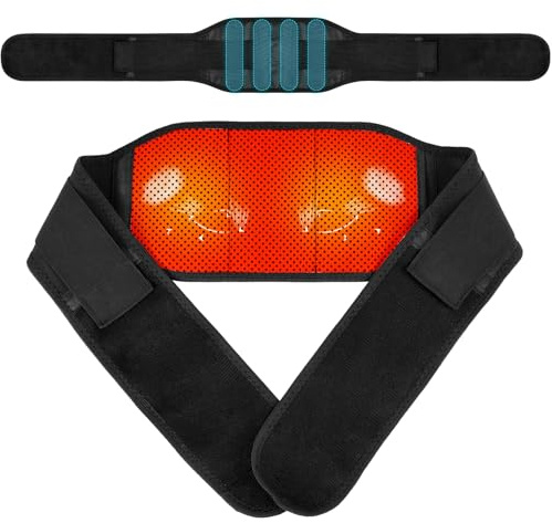AOOWU Faja Lumbar Para Hombre y Mujer, Turmalina Faja Termica Cinturon, Soporte De Cinturón De Turmalina Magnética, Cinturón Terapia Magnética Autocalentamiento Ajustable, Negro(L)