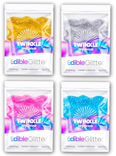 Twinkle my Drink Glitzerpulver für Getränke (Gold Silber Rosa Blau - für über 100 Getränke)
