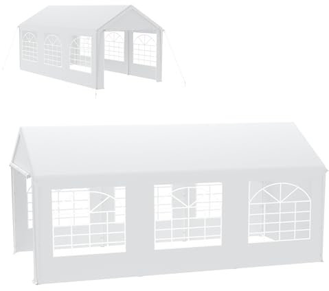Froadp Tonnelle stable 3 x 6 m avec tube rond en acier, bâche de toit en polyéthylène et parois latérales de fenêtre – Tente de mariage, tente de réception, 3 x 6 m comme pergola, pavillon de jardin
