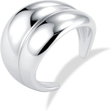 ALEXCRAFT Bague Ouvert Ajustable Femme Argent 925, Bagues Goutte d'Eau, Hypoallergéniques, Acier, Bague Empilables, Bague Pouce pour Femme Fille Homme