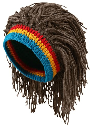 LXOrdora Men's Knit Dreadlock Hat Beanie Hip Hop Cap Funny Headgear | Novelty Cap, Street Wear, Stretchy Knit