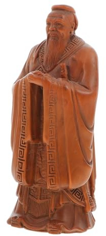 VANZACK Escultura de Confucio Tallado Creativo de Madera de Boj Estatua Pequeña Vintage Decorativa para Mesa Adorno Único Clásico para Hogar y Oficina