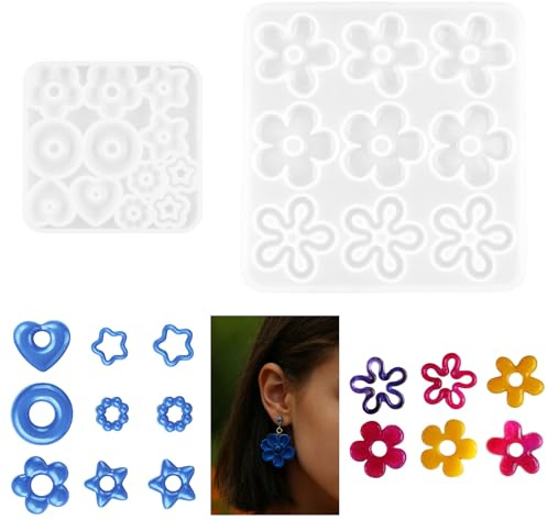 Smbxjer Moule en Silicone pour Résine Époxy, silicone pour moulage, Wiederverwendbar Moule Resine Epoxy Bijoux pour Création de Boucles d'Oreilles et Pendentifs Colliers Moules
