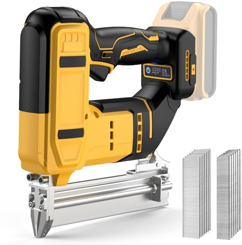 Clavadora y engrapadora inalámbrica 2 en 1 de 18 GA, compatible con batería Dewalt de 20 V máx. (sin batería), pistola de clavos/grapadora alimentada por batería con 1200 clavos/grapas para bricolaje