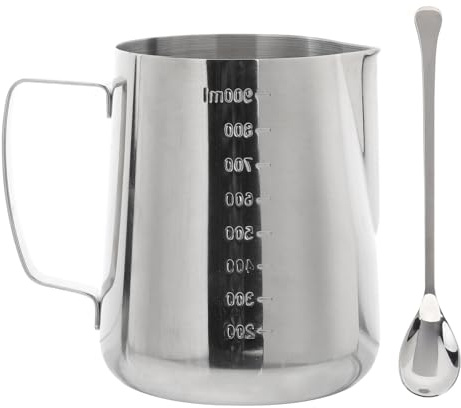 FELTECHELECTR Brocca per Schiumare la Panna Cucchiaio Integrato, Capacità 14.5oz, Tazza Multiuso per Progetti Creativi e Preparazione Bevande