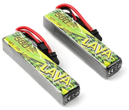 BETAFPV 2pcs Lava II 2S 580mAh Battery 7.6V 95C with XT30 Connector | Z-Folding technology, JST-XH2.54 Charge Plug Compatible for Brushless Whoop Drone Quadcopter Like Pavo Pico II, Pavo Femto
