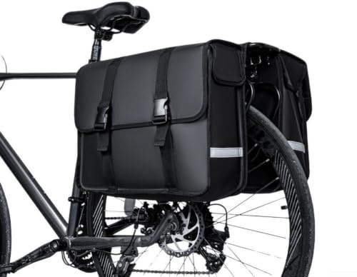 Sac arrière pour porte-vélo en PVC imperméable 40 L double face avec bandes réfléchissantes pour VTT et vélo de route (orange)