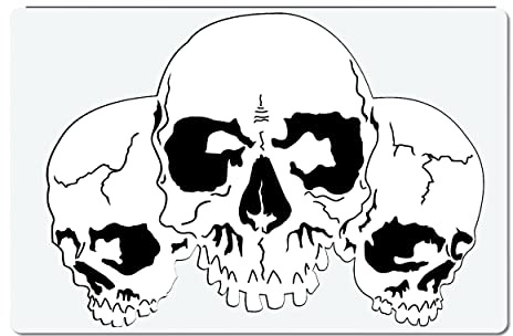 Herterich Products | Airbrush Schablone | Skull Totenkopf Stencil | Hochwertige Mylarfolie | Lösemittelbeständig | Tattoo und Graffiti Vorlage