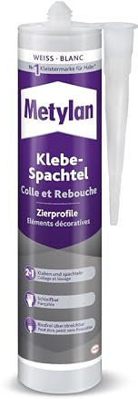 Metylan Wand und Decke Klebe-Spachtel, starker Kleber zum Spachteln, Modellieren und Reparieren, Spachtelmasse für Zierprofile, schleifbarer Klebstoff mit hoher Klebkraft, 1x525g