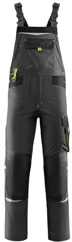 Stenso Prisma Arbeitshosen Männer Latzhose Herren Arbeitshose Mit Multifunktionstaschen, Verstärkte Knie Mit Kniepolstertaschen, Elastische Taille, Arbeitslatzhose Herren Grau 52