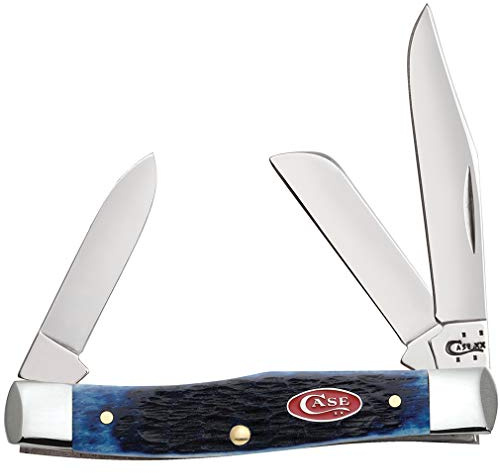 Case WR XX Pocket Knife Navy Blue Jigged Bone Medium Stockman Item #7049 - (63032 SS) - Length Closed: 3 5/8 Inches