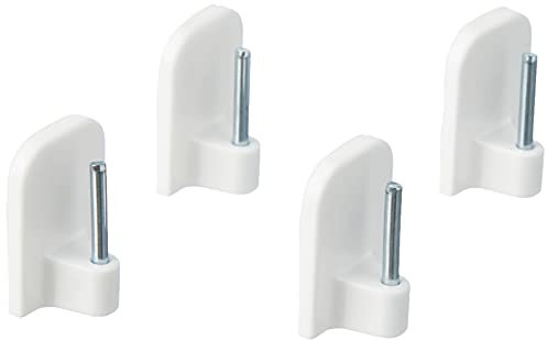 GARDINIA Klebehaken für Vitragestangen, 4 Stück, Mit Stahlstift, Selbstklebend, Höhe: 11 mm, Weiß
