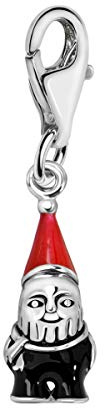Quiges Charm Anhänger Emaille 3D Gnom 925 Silber mit Karabinerverschluss für Bettelarmband