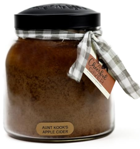 A Cheerful Giver — Aunt Kook's Apple Cider - 34oz Papa Scented Candle Jar with Lid - Keepers of the Light - 155 Hours of Burn Time, Gift for Women, Brown