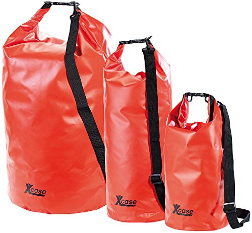 Xcase wasserdichte Tasche: Urlauber-Set wasserdichte Packsäcke 16/25/70 Liter, rot (Packsack Motorrad, wasserfeste Packtaschen, Angel)