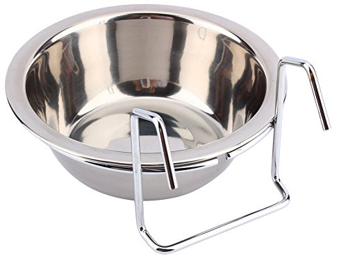 Yosoo Stainless Steel Hanging Pet Bowl With Mounting Hook, Cage Hanging Food Feeding Bowl Feeder Water Dispenser for Dogs Cats Rabbit