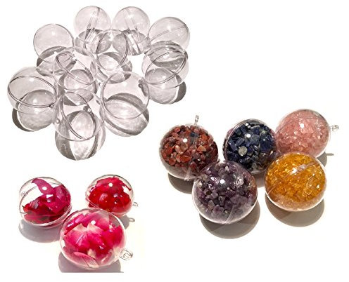 CRYSTAL KING 10 Stück Acrylkugeln 5cm Durchmesser durchsichtige Kugel aufhängen transparent Dekokugel Bastel Set Christbaumkugeln Acrylkugel Weihnachtsbaum-Kugel Teilbar befüllen befüllbare