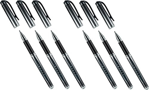 uni-ball Gelroller Gel Signo Impact Gelschreiber mit gummiertem Griff, UM-153S 0,6 mm (schwarz, 6 Stück)
