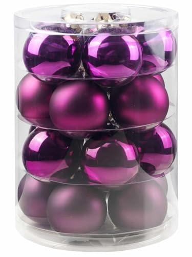 Magic Weihnachtskugeln Glas 6cm, 20 STK. Christbaumkugeln (Purple Deluxe (violett lila Purpur Glanz matt))