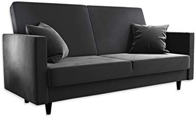lukmebel Sofa Grande Sofasitz in Doppelversion Grau mit Bettkasten Couch Schlaffunktion Schlafsofa Polstersofa Couchgarnitur (Grau), Kronos 34