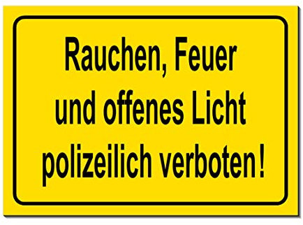 Rauchen, Feuer, offenes Licht verboten-Schild-Aluminium Verbund-300 x 200 x 3 mm-Warnschild-Hinweisschild-Türschild (1224 = 30 x 20 cm ohne Löcher)