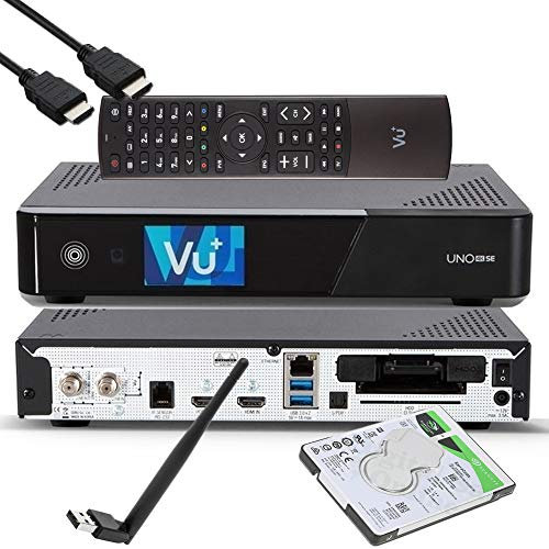 VU+ UNO 4K SE UHD HDR DVB-S2 FBC Sat Twin Tuner Récepteur E2 Linux, Youtube, récepteur de Disque Dur, CI + Lecteur de Carte, Lecteur média, USB 3.0, EasyMouse HDMI, et Disque Dur 1To, WiFi 150Mbit