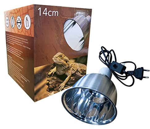 TropicShop - Terrariumlampe für Fassung E27 Porzellan für UV Beleuchtung Lampenschutz - universelle Wärmelampe für Reptilien Lampenschirm Ø 14cm - bis 150W