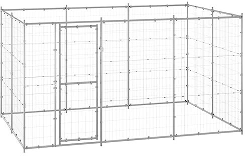 vidaXL Outdoor Hundezwinger Verzinkter Stahl 7,26m² Hundekäfig Hundehütte