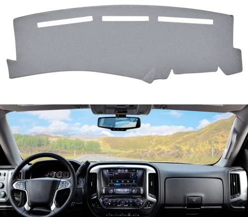 BERKSYDE Dashboard Dash Cover Mat Carpet Compatible with 99-06 Chevy Silverado GMC Sierra,00-06 Chevy Suburban Tahoe GMC Yukon/XL,01-06 Chevy Avalanche(Grey)