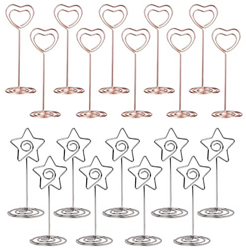 MEIYIDAY 20 pz Portacarte Segnaposto Cuore, Portanumero da Tavolo Matrimonio, Portacarte Stella Clip Portafoto, Clip Foto Memo, per Segnaposto Bomboniera Matrimonio