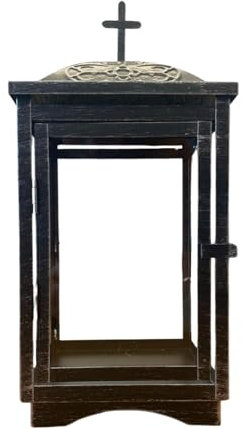 Lanterne funéraire de cimetière - 16 x 16 x 37 cm - Idéale pour Bougies funéraires - Anthracite - Décoration funéraire