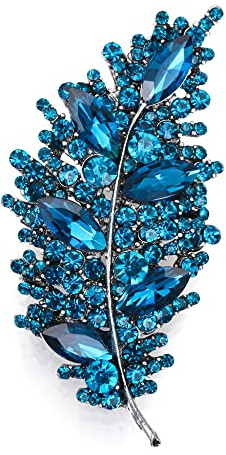 EVER FAITH Gala Runde Brosche aus österreichischem Kristall Vintage inspirierte Blatt Marquise für Damen