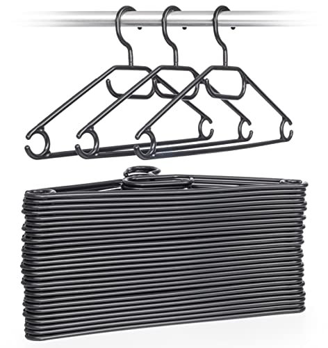 Hausfelder 30 Kleiderbügel, Bügel Set, Kunststoffbügel schwarz, drehbarer Haken, 30 Stück