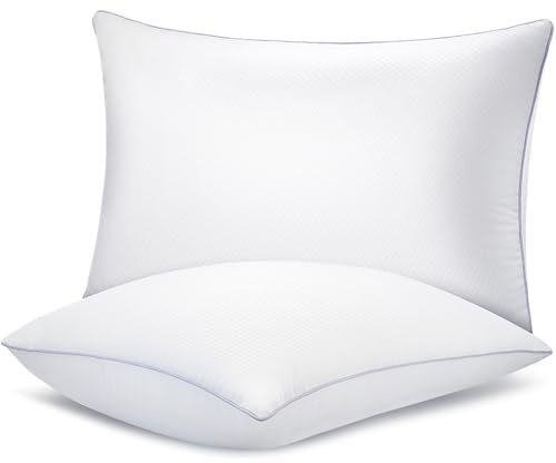 Piwaal Bed Pillows for Sleeping 2 Pack, Standard Size Pillows Set of 2,Down Alternative Filling, Pillow for Back, Stomach or Side Sleepers Grey