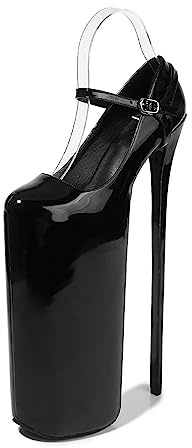POOSR Talon Haut 30CM, Sandales à Boucle d'été, Chaussures de Danse de fête de boîte de Nuit de Mariage, Talons de Pole Dance,Noir,41